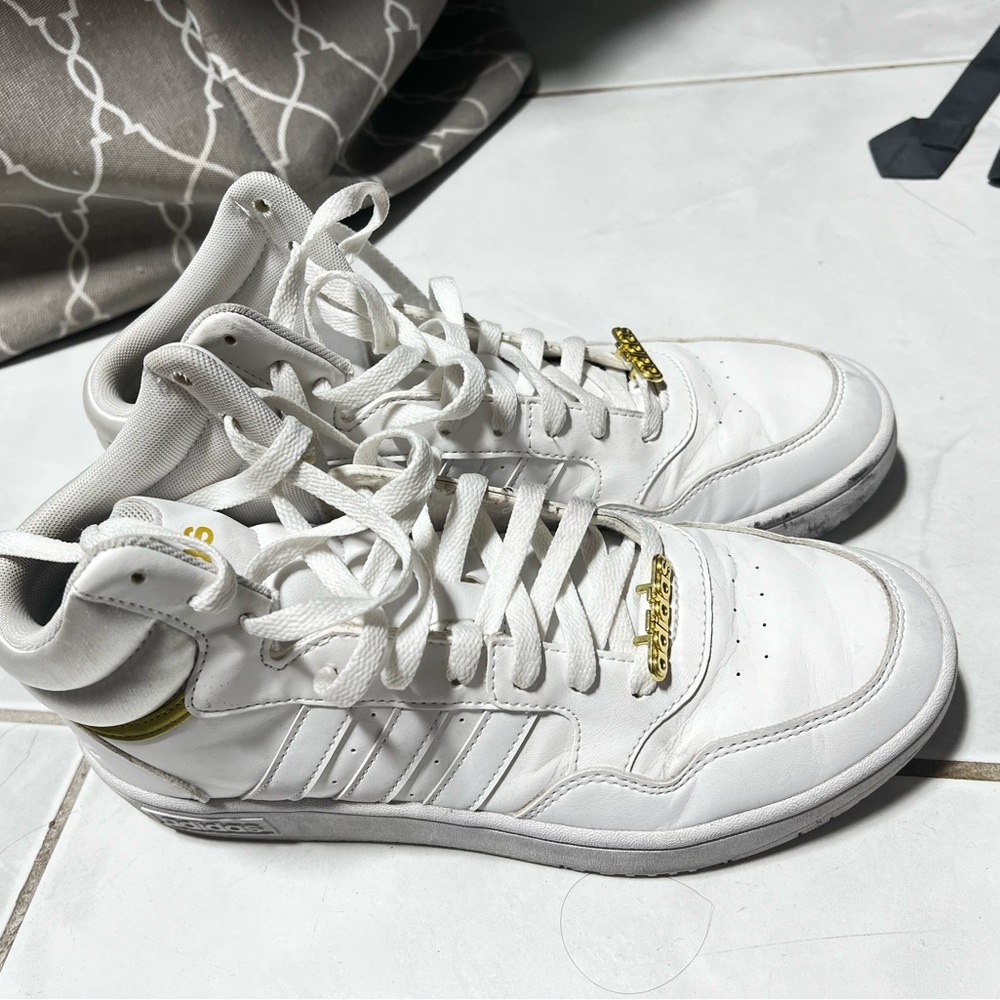 adidas White Ankle Boots with Gold Accents